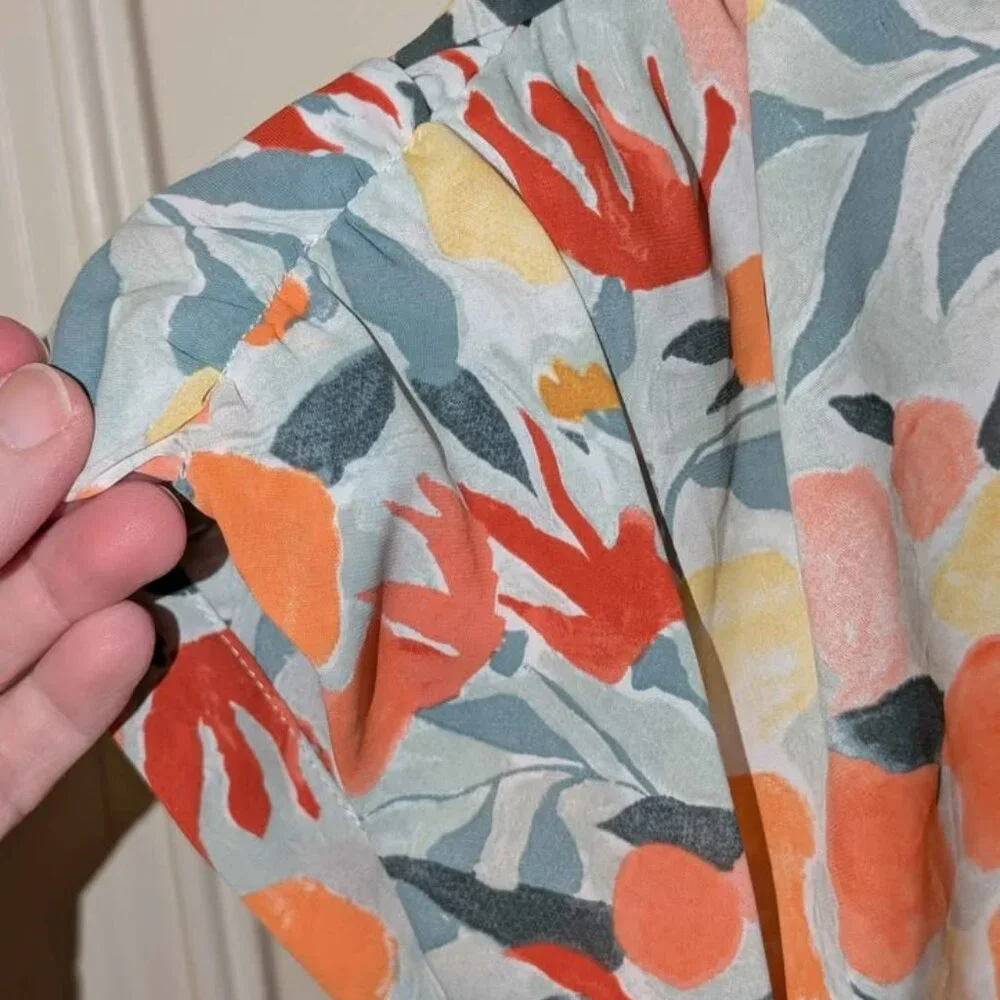 Not Available Entro Floral Maxi Dress Small Boho Ruched Waist Elastic - Picture 5 of 9